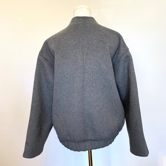 Abercrombie Fitch Gray Wool Blend Bomber Jacket Womens M Minimalist Streetwear - Picture 4 of 9
